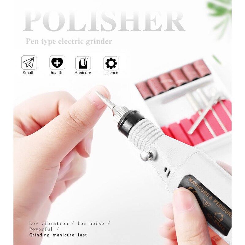 Bærbart elektrisk neglesæt, elektrisk negleboremaskine, akrylgelfjerner negleværktøj os stik