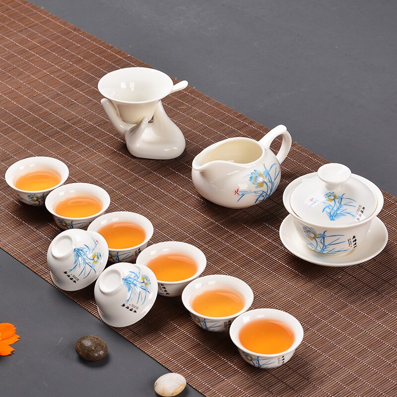 Chinese Tea Set Gaiwan Blue and white porcelain Kung Fu Tea Set Tureen Ceramic Tea Bowl Health Teapot teacup Master Cups: see chart4