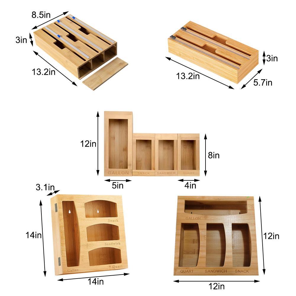 Kitchen Drawer Storage Organizer Useful Bag Storage Bamboo Organizer And Dispenser For Sandwich Gallon Snack And Quart