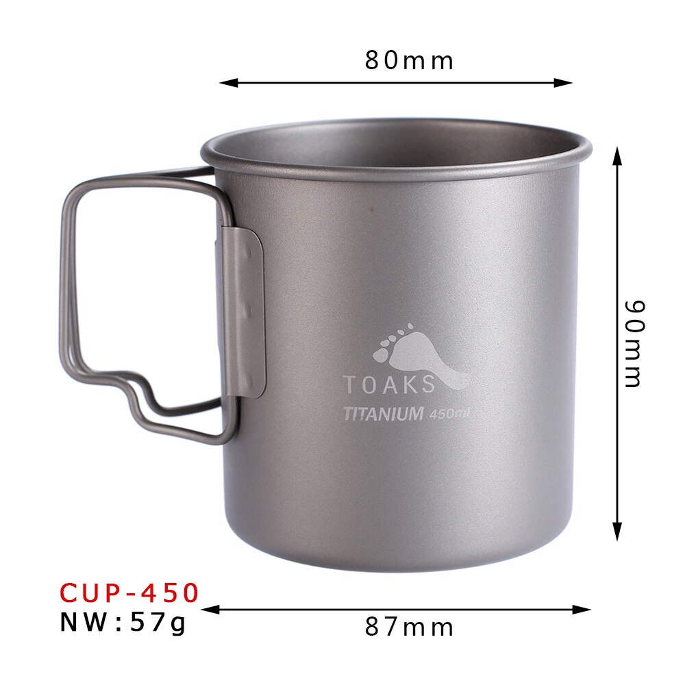 Toaks Titanium Cup Portable Camping Mug Outdoor Picnic Water Cup 450ml 15.3OZ