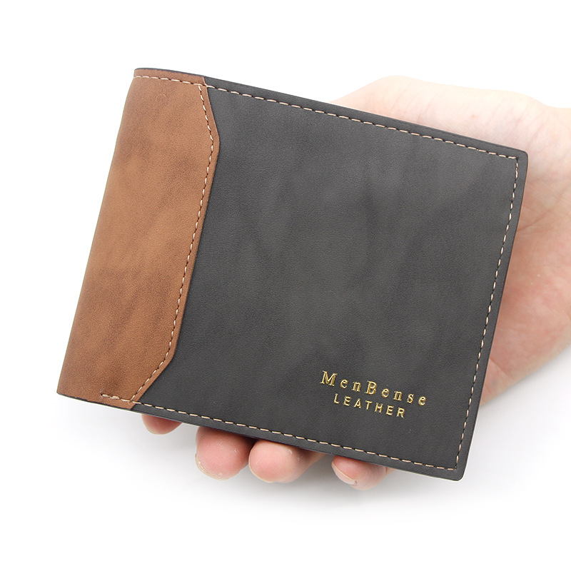 European and American Men's Wallet Short Splicing Clutch Bag Slim Wallet Large Capacity PU Wallet Wallet