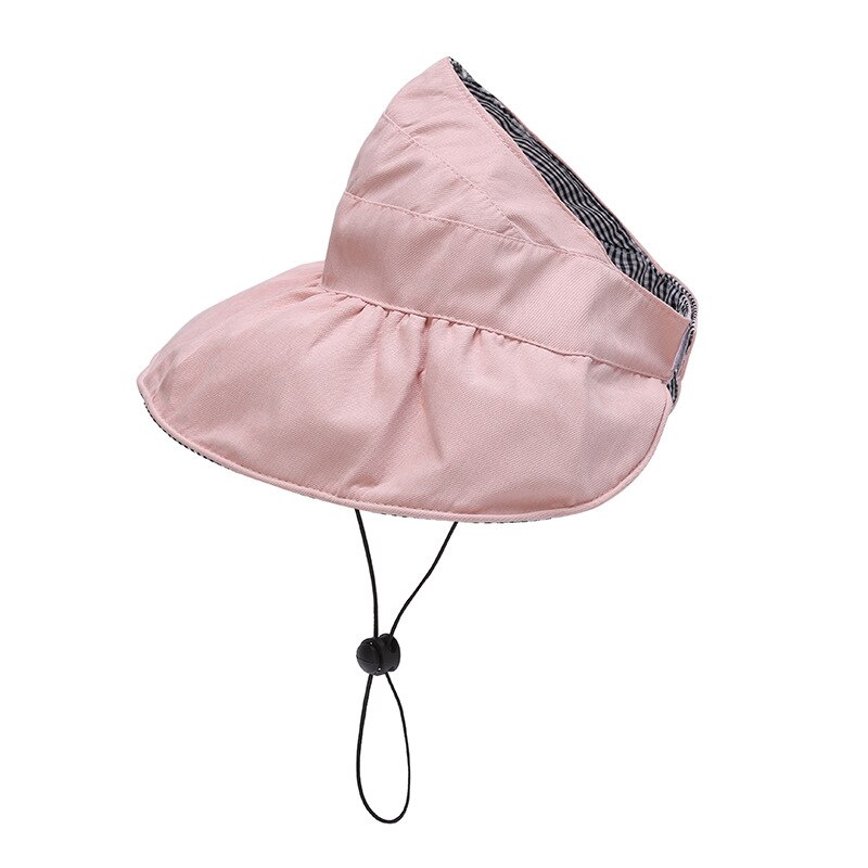 Chapeau d'été pour bébé fille, casquette Double face pliable pour bébé, chapeau seau en coton réglable pour enfants, chapeaux de soleil avec corde à vent,: Pink