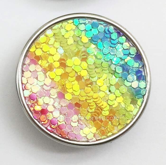 Schitterende glitter zeemeermin veelkleurige koperen armband met 20mm drukknopen, doe-het-zelf armband  mf7767