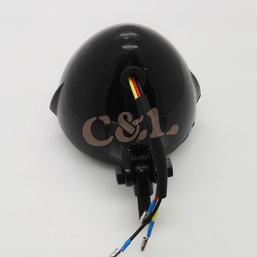 ZORBYZ Zwarte Koplamp Vintage Bates Stijl H4 Hoofd Licht Voor Harley Chopper Bobber Softail Custom