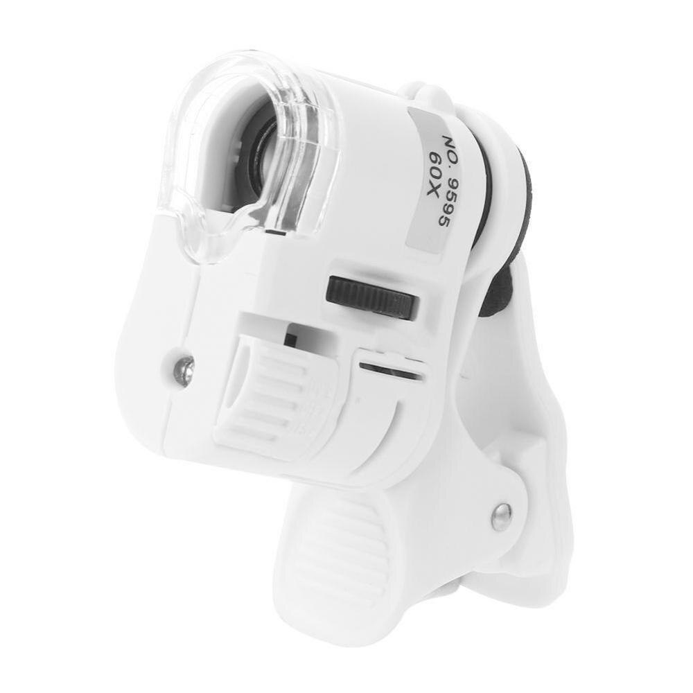 Universal 60X Mobile Phone Microscope Macro Lens Zoom Clip Camera Magnifying Phone Micro Light Glass with Microscope LED LE G9T2
