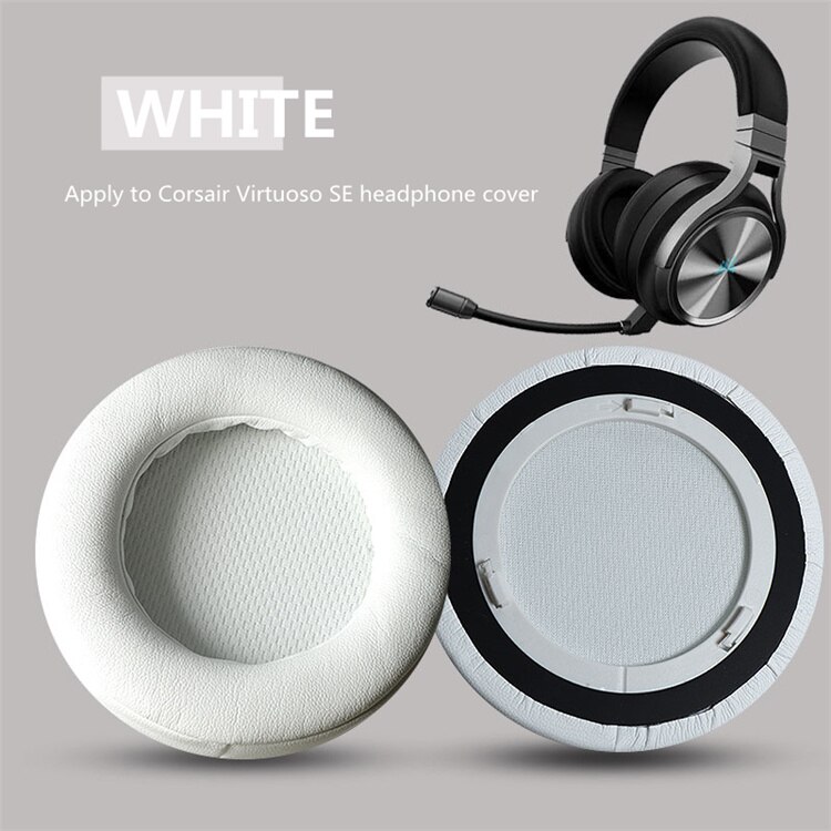 Ersatz Ohrpolster für CORSAIR VIRTUOSO RGB Drahtlose SE Headset Kopfhörer Leder Hülse Kopfhörer Ohrenschützer: WHITE