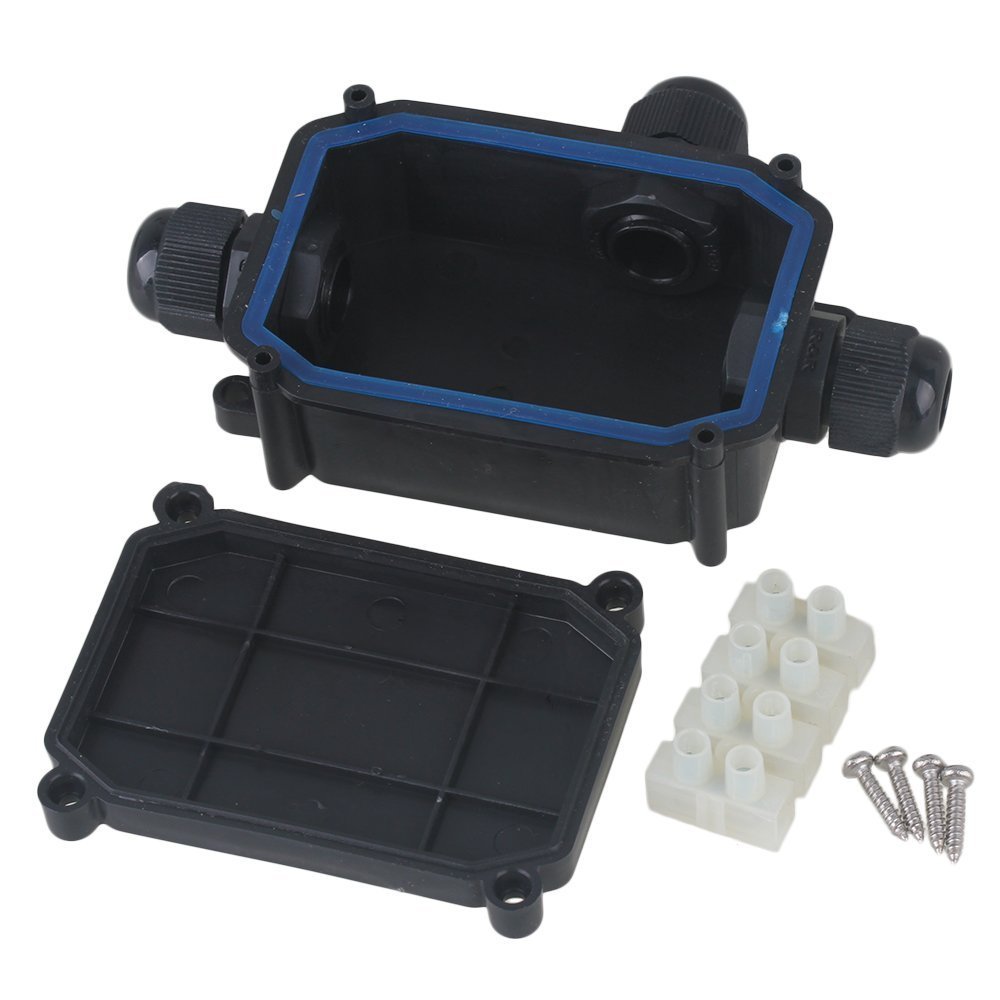 Waterproof Black Plastic Cable Wire Connector Gland Electrical 3-Cable Junction Box IP66