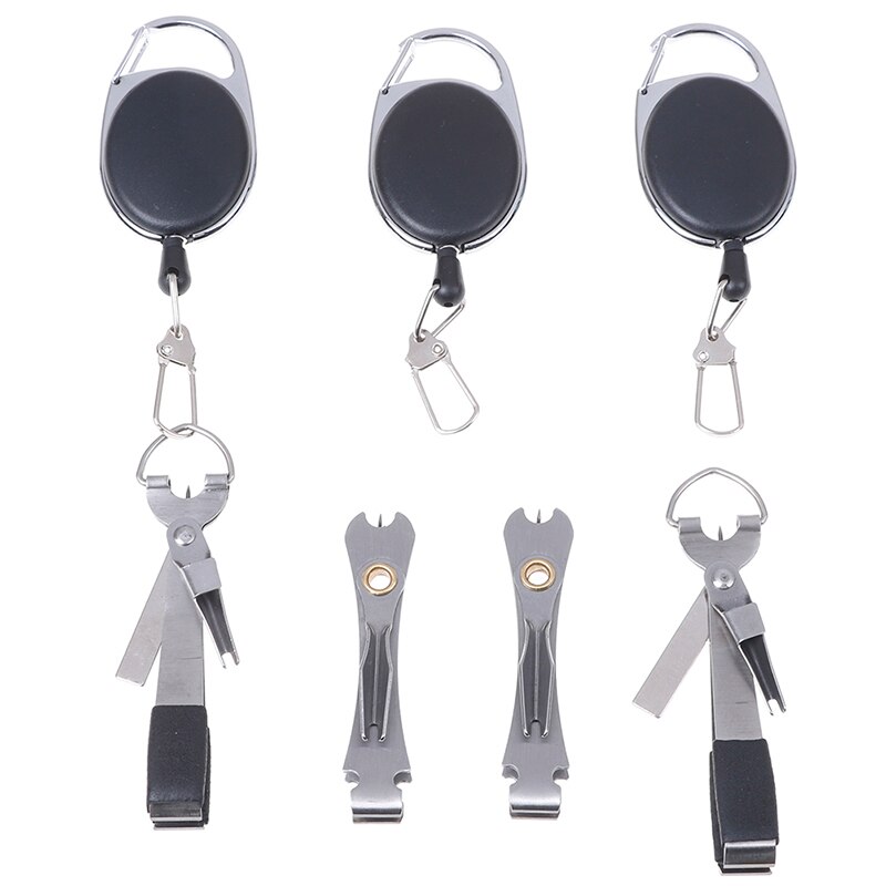 Vissen Quick Knoop Tool Snelle Tie Nail Knoper Vliegbindset Lijn Cutter Clipper Nipper W/Zinger Retractor Visgerei Accessoires