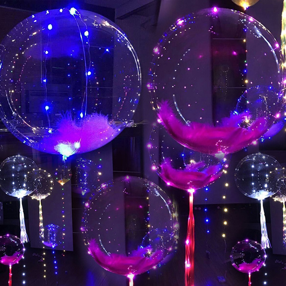 Dekorativa bollar vardagsrum 20 tum lysande led ballong genomskinlig rund bubbel dekoration fest bröllop 11 juni
