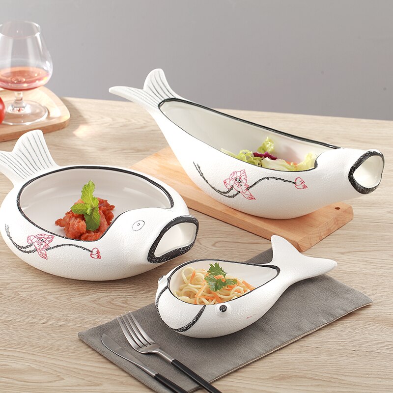 Ceramic Dinner Plate Fish Sculpture Desktop Decoration Steak Sushi PlateRestaurant Table Decoration PlateExquisite