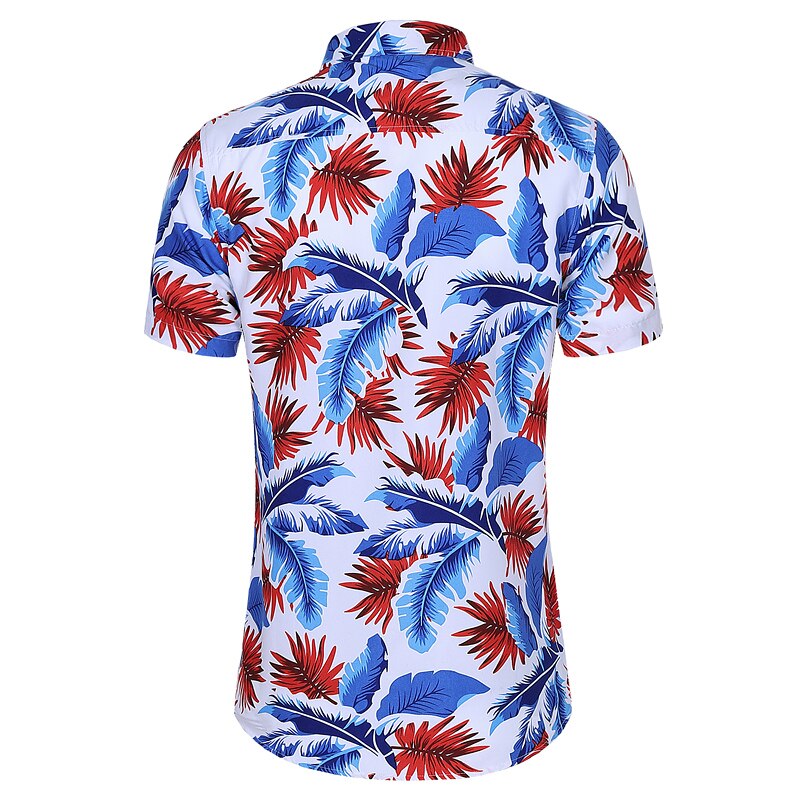 Sommerskjorte herre blomsterprintede kortermede skjorter herre plus size strand hawaiiansk topper bluse herre 5xl 6xl 7xl