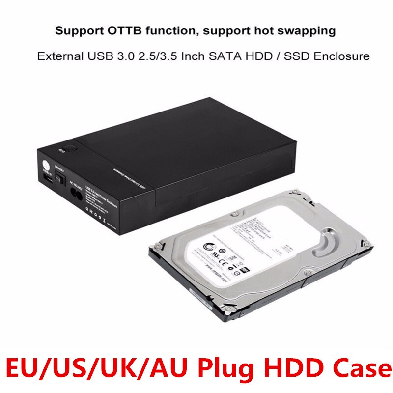 USB 3.0 2.5" 3.5" SATA Hard Drive Disk External Enclosure SSD HDD Disk Case Box Support UASP 8TB Drives OTB 1 Touch Backup