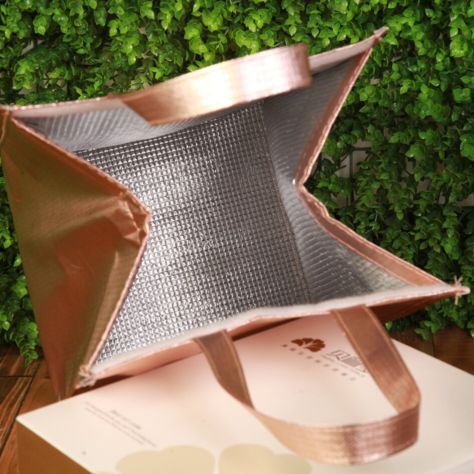 Sac isotherme en or rose, pour gâteaux, vin, frais, pour déjeuner, pique-nique