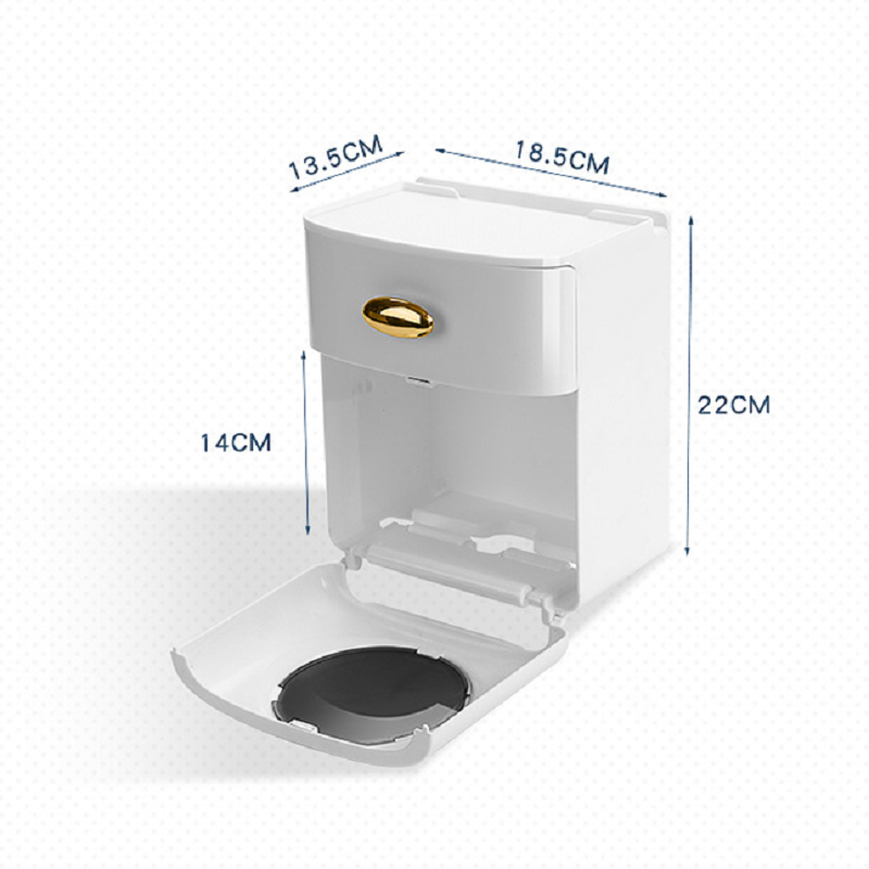 Double Layer Tissue Box Wall Mounted Toilet Paper Holder Waterproof Storage Box Mobile Phone Storage Table Bathroom Supplies