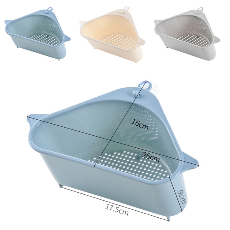 Sugekop trekantet vaskesil afløbshylde grøntsag / frugt / svamp / værktøj køkken trekantet vask filtervaske
