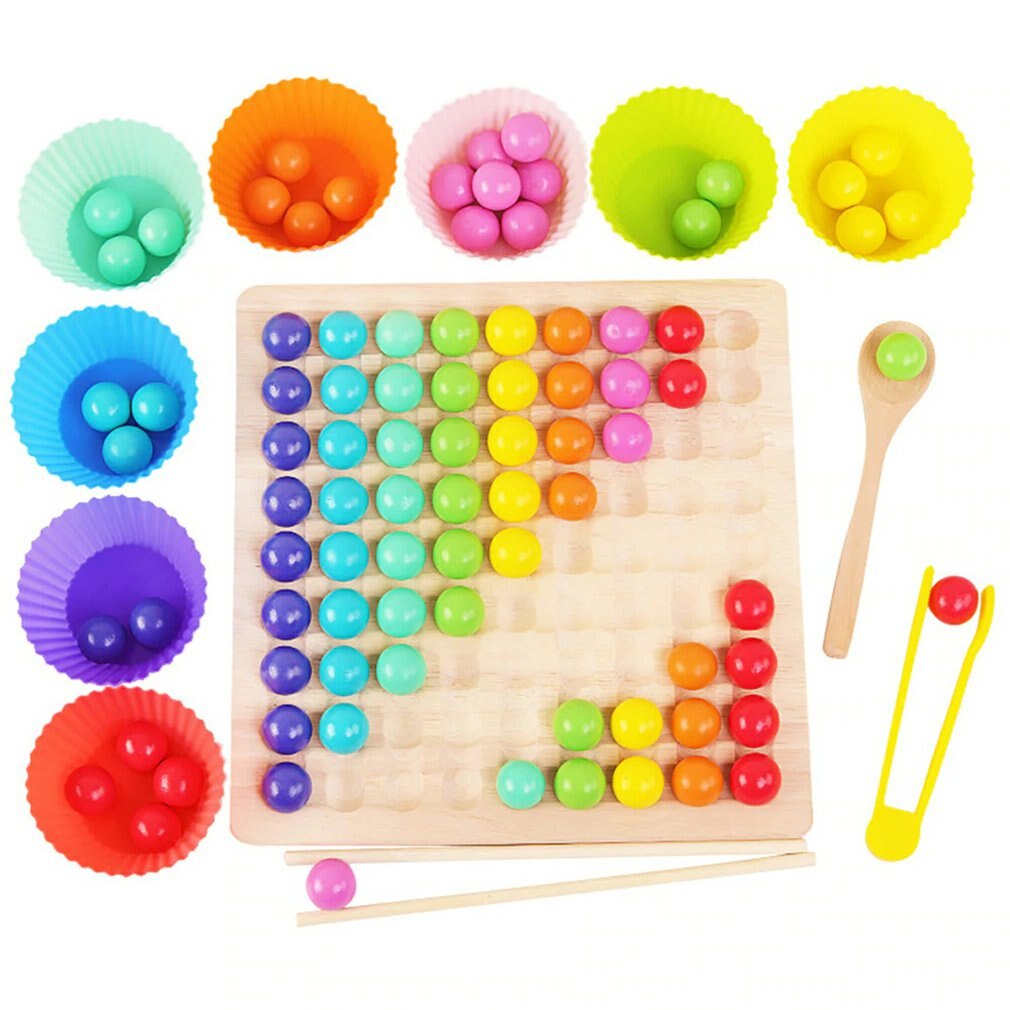 Diy Eliminatie Kraal Speelgoed Gekleurde Kralen Clip Kraal Games Houten Voor Kid Kinderen Vroege Onderwijs Board Math Games speelgoed