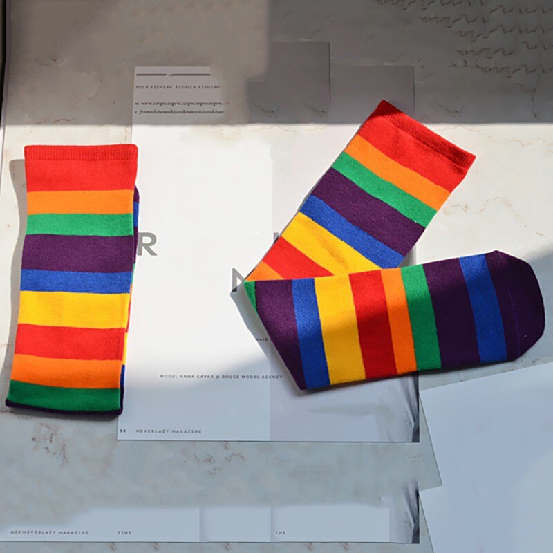 Spring Autumn Baby Girls Warm Socks Rainbow Color Tube Socks Activities Kids Cotton Long Stocking