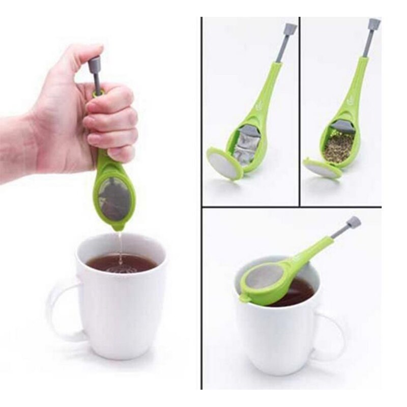 Te-infuser innebygd stempel sunn intens smak gjenbrukbar tepose plast te- og kaffesil måle virvle bratt rør og trykk