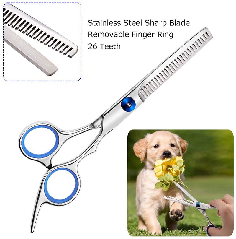 Benepaw Stainless Steel Dog Scissors Set Ergonomic Safe Round Tip Pet Grooming Comb Curved Scissors Thinning Shears