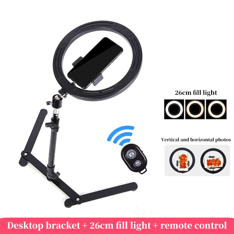 Fotografie Verlichting Vullen Ring Licht Lamp Telefoon Ringlicht Statief Stand Foto Led Selfie Met Bluetooth: 26cm set-2