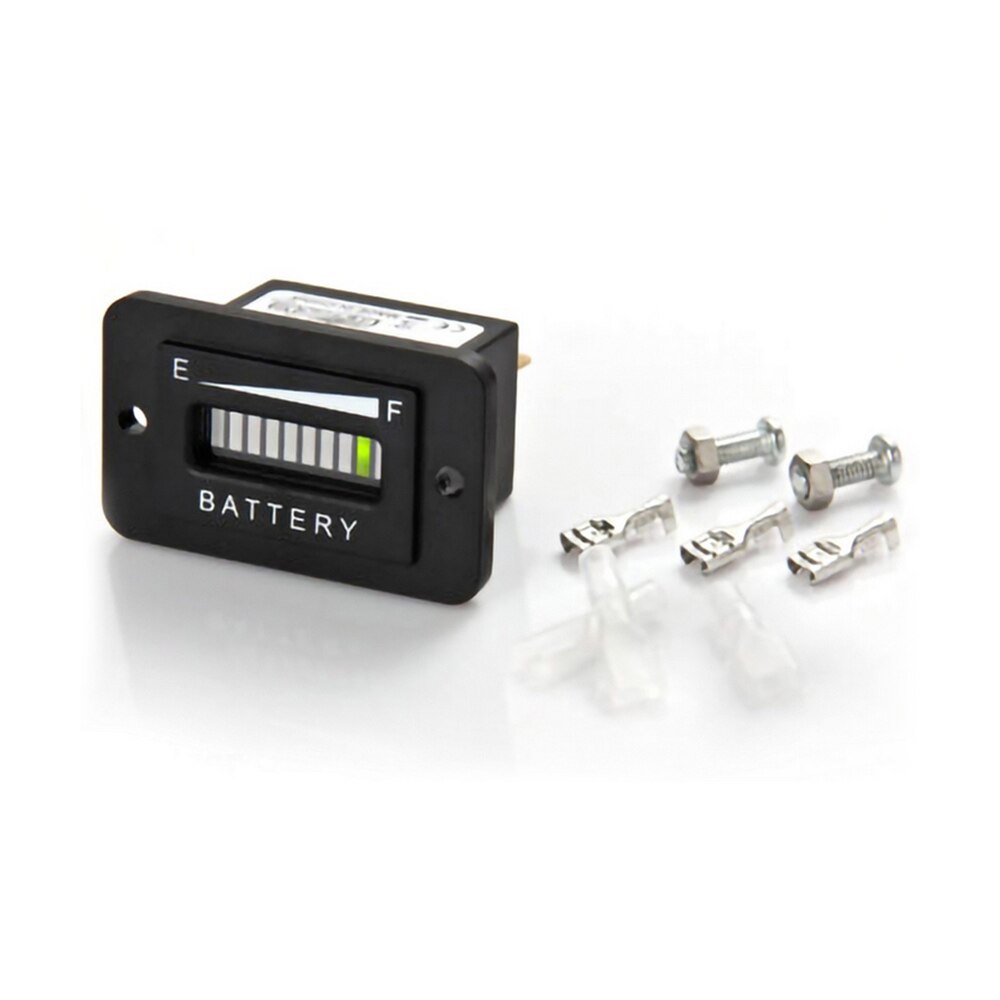 Indicador de batería 10 barras LED CC 6-120V, medidor de voltaje de batería de litio, resistente al agua, para coche y motocicleta