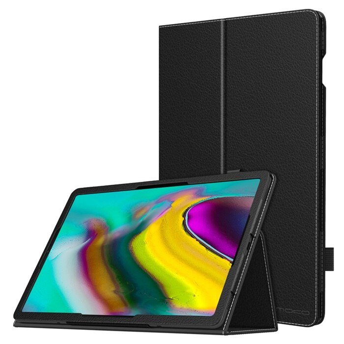 Fodral för samsung galaxy tab  s5e 10.5 release, smalt pu läder skalskydd stativfodral med auto wake/sleep för galaxy tab  s5e: Svart