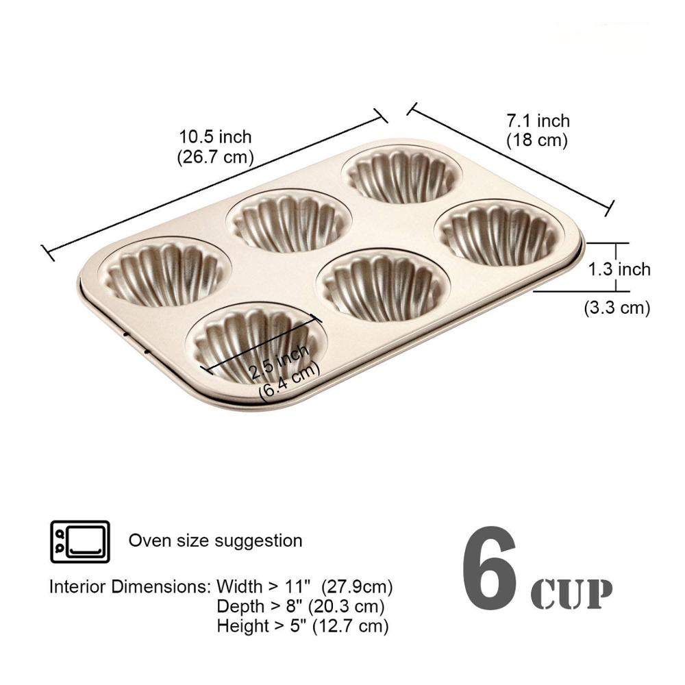 Madeleine form kageform 6- hulrum non-stick sfærisk kammusling madeline bageware smørkage småkager bageform muffinbakke