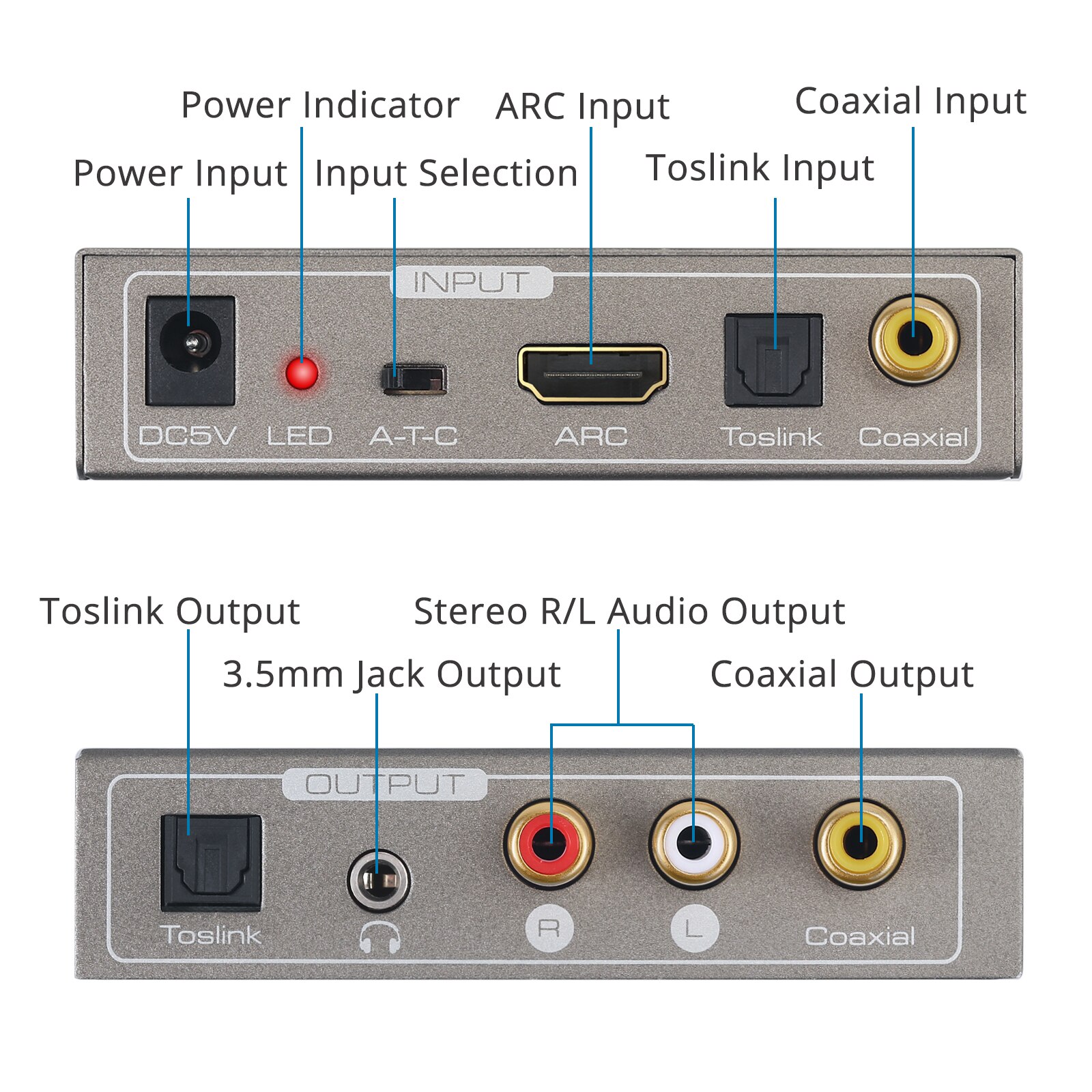 PROZOR – convertisseur Audio DAC 192kHz avec Toslink, ARC Coaxial vers stéréo Coaxial optique R/ L, adaptateur d&#39;extraction Audio 3.5mm pour TV