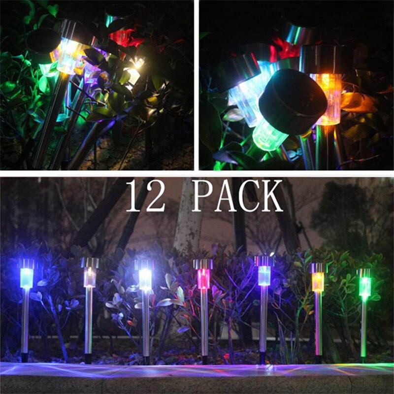 12 Pieces Solar Garden LED Light Decoration Lantern Outdoor Solar Powered Waterproof Lawn Lamps Pathway Landscape Decor
