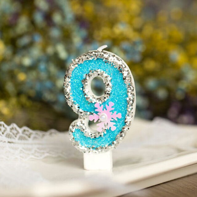 Blue Snowflake Number Happy Birthday Cake Toppers Cakes Decoration Tools Birthday Party Digital Cakes Dessert Cupcake Decor: 9