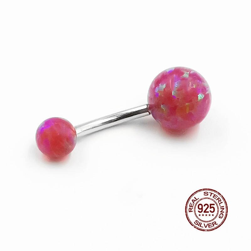 Hellolook – Piercing de nombril Magenta en argent Sterling 925 pour femme, anneau de nombril, opale, Sexy, bijoux