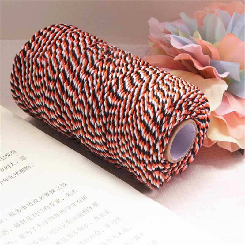 100Yard Cotton Natural Burlap Cotton Cords Rope For Home Decor Handmade Christmas Packing Craft DIY Scrapbooking Wrap: Orange White Black