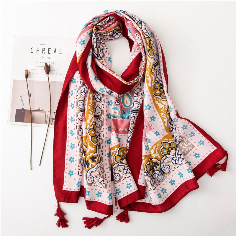 Écharpe pour femme, châles et écharpes chauds, doux et longs, style ethnique, imprimé, étoles de plage, écharpe hijab douce et chaude