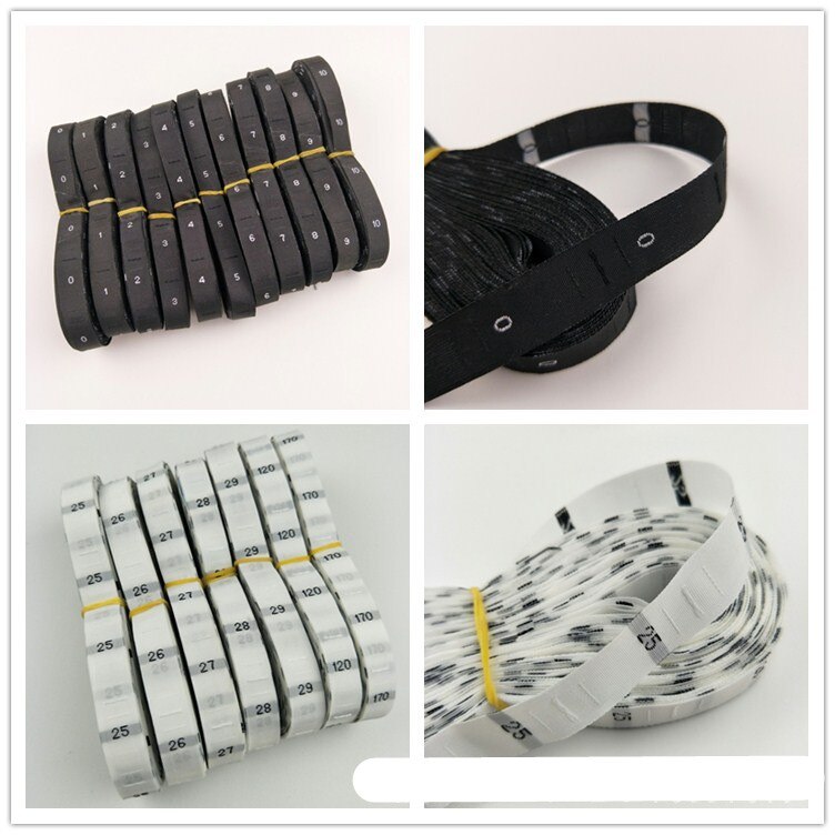 100PCS Black damask polyester woven cloth size label from 0 to 48