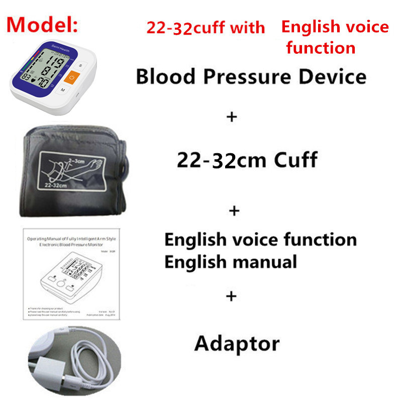 Engels Voice Digitale Arm Bloeddrukmeter Automatische Draagbare Bloeddrukmeter Hartslag Machine Bloeddrukmeter: envoice