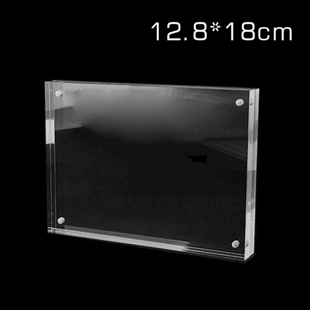 Diy akryl číry magnetický fotorámik obdĺžnik rámik na obrázok vizitka držať bytový dekor narodeninový dekor: F