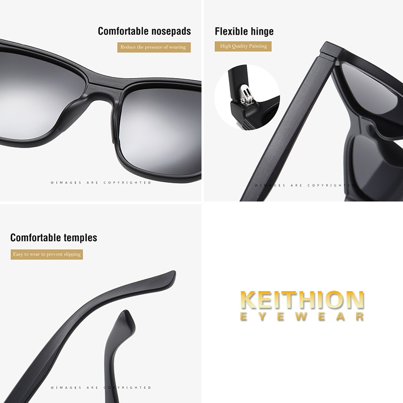KEITHION Sunglasses Unisex Square Vintage Sun Glasses Famous Brand Sunglases polarized Sunglasses Mirror Feminino For Women Men