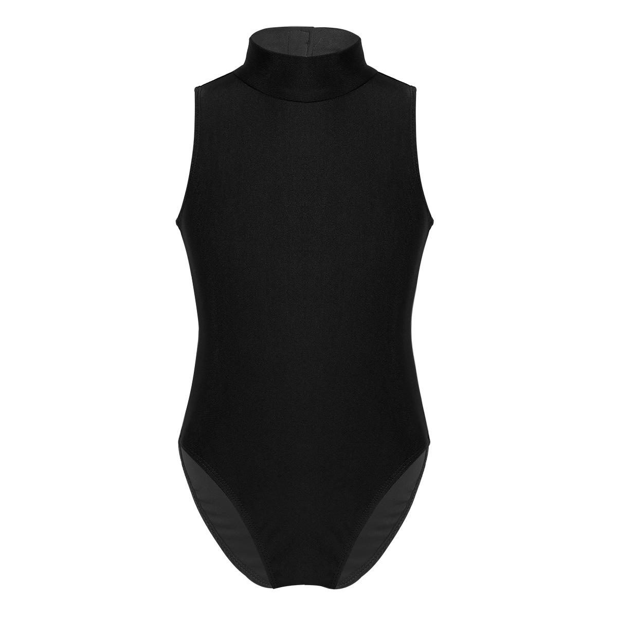IIXPIN Mädchen Ballett Tanzen Trikot Ärmel offen zurück Hohe verspotten-Rollkragen Nacken Ausschnitt Zurück Ballett Gymnastik Trikot Körper Anzug: Schwarz / XL