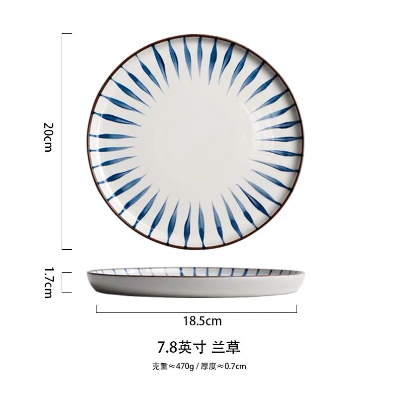 Vintage hand paint ceramic 8 inch dessert salad plate snack plate cake plate decoration tableware dinner set: A