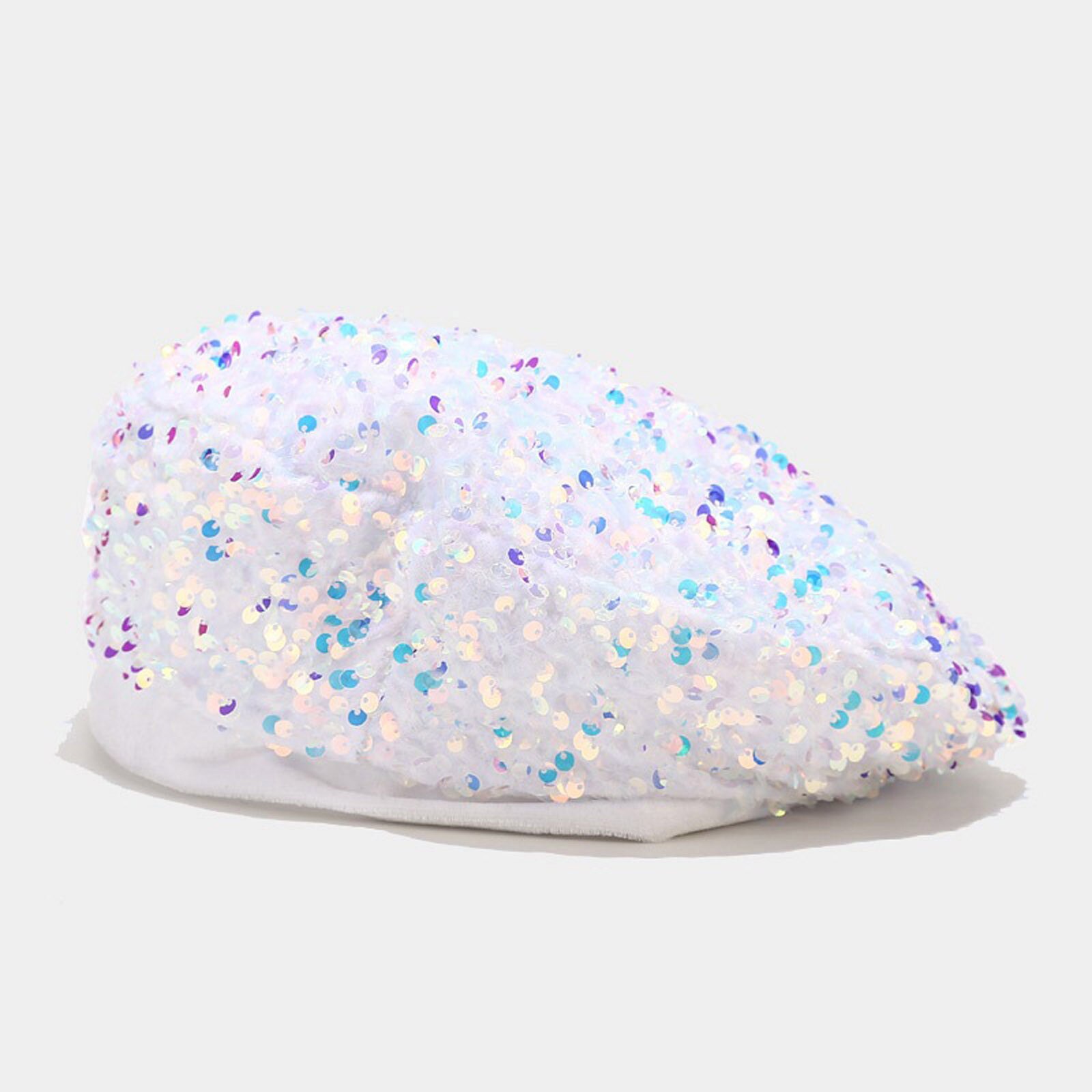 Boina de lentejuelas brillantes para mujeres a la , gorra de baile para chicas, boina informal para chicas, gorros, gorro de Club nocturno encantador: WH