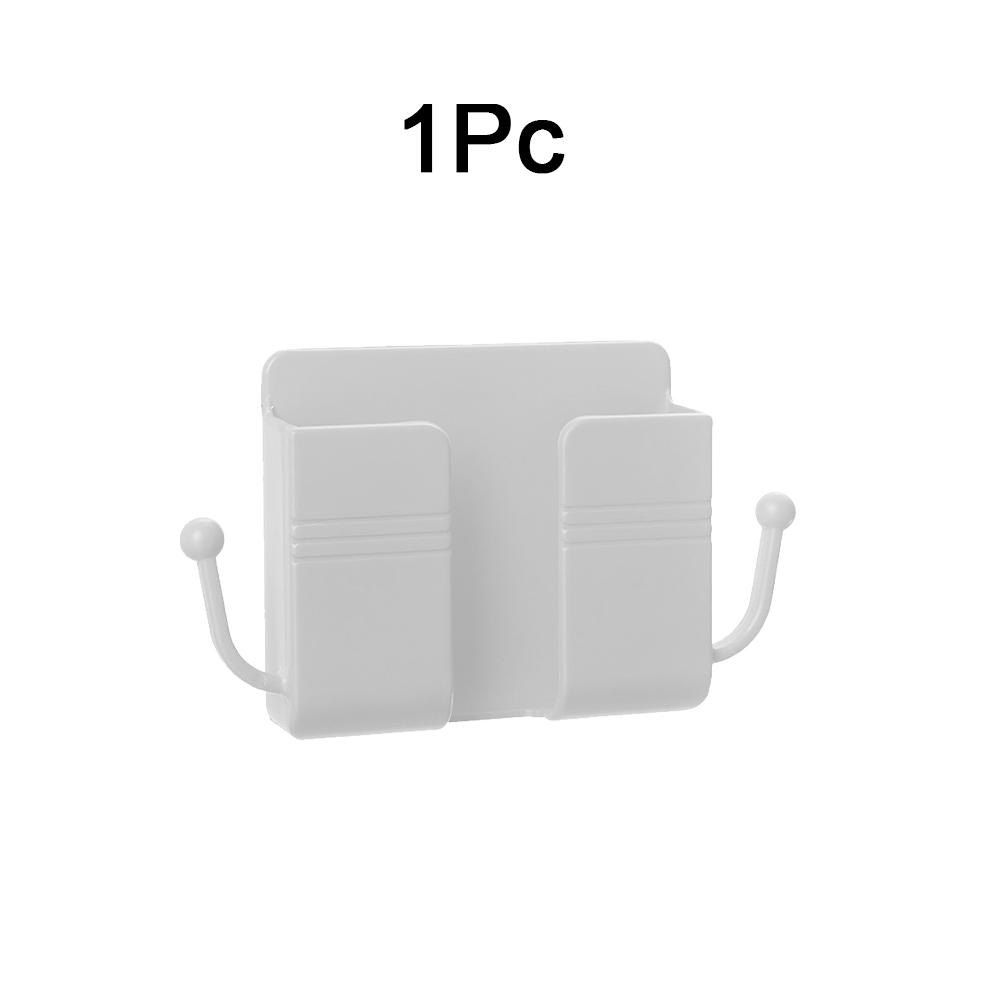 4/2/1 pcs punch-free mobile phone holder wall mount stand remote control organizer storage box charging night container rack: 1 pc white b