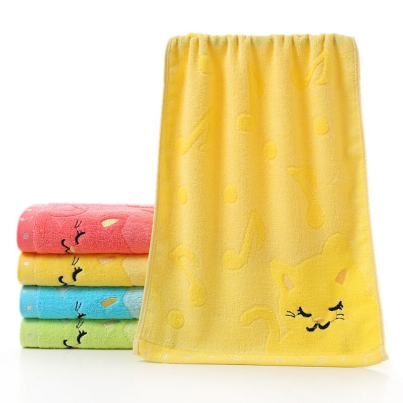 Musical Notes Small Towel Bamboo Fiber Music Cat Soft Towel Children's Jacquard Embroidered Wool Towel Baby Stuff: Yl