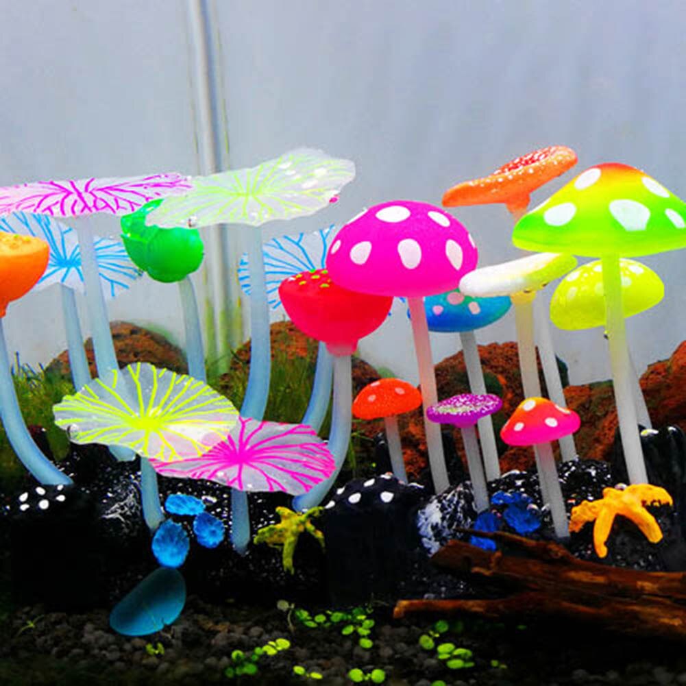 Siliconen imitatieplant fluorescerende aquariumdecoratie met zuignap