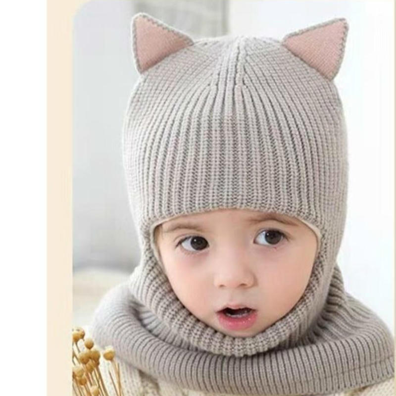 Chapeau d'automne et d'hiver pour filles | Bonnet pour enfants, bonnet en tricot, chapeau à Double boule en laine, chapeau à bretelles un pour enfants, chapeaux d'hiver,: Gris