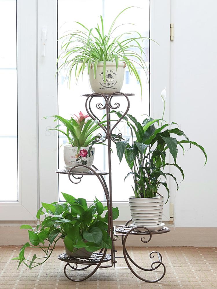 Iron Flower Stand Floor Flower Pot Stand Multi-layer Indoor And Outdoor European-style Living Room Balcony Green Dill Flower