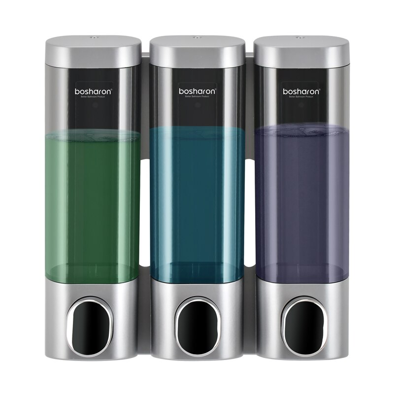 Einzigen Doppel verdreifachen 300ml Seife Spender Zauberstab-montieren Dusche Schlecht Shampoo Spender Flüssigkeit Seife Container Schlecht Zubehör: Silber- verdreifachen