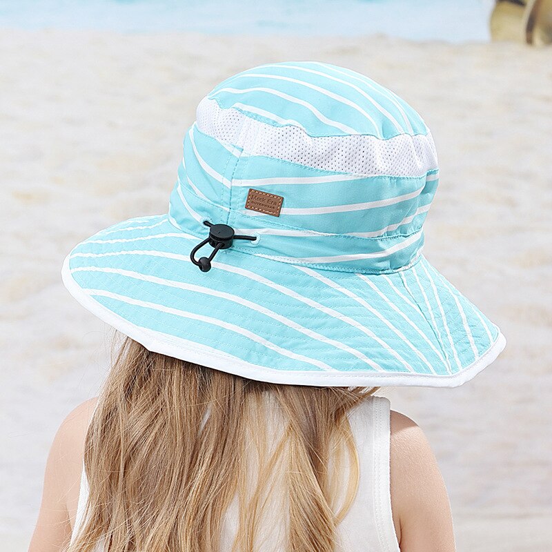 Hat For Children Summer Beach Cap Boy Girl Sun UPF50 Big Brim With String Accessory For Toddlers Baby: sky blue / 48-52cm  9-24 months