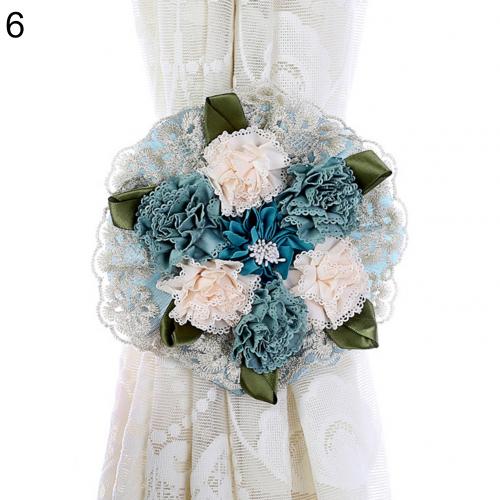 2 Stuks Bloemen Gordijn Tieback Elasticiteit Gordijn Bandjes Metalen Strass Gordijnen Houder Clips Bloem Vormige Gordijn Accessoires: 6