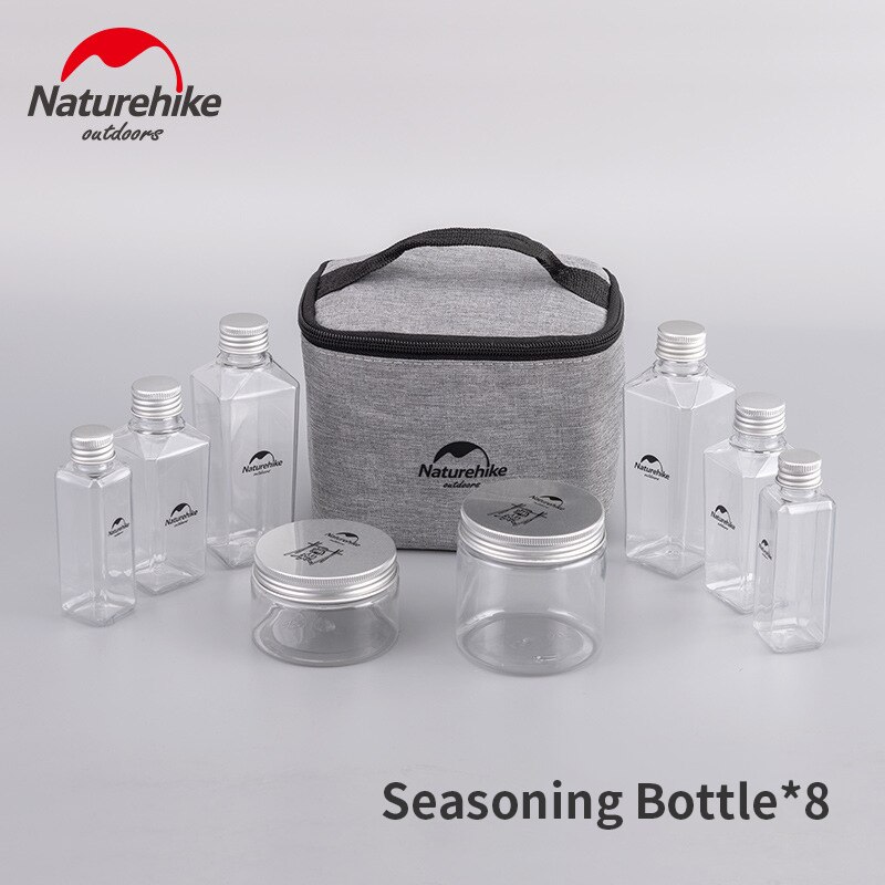 Naturehike 6 Pcs Outdoor Camping Kruiden Flessen Blikjes Met Een Zak Voor Bbq Draagbare Picknick Servies Opslag Container: 8-Seasoning-Bottle