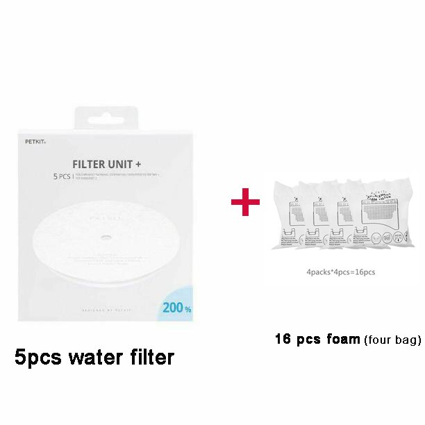 PETKIT-unidades de filtro para fuente de agua EVERSWEET 2 y 3, filtros de repuesto (5 uds), Kit de limpieza, suministros para mascotas: Set2 (four bag foam)